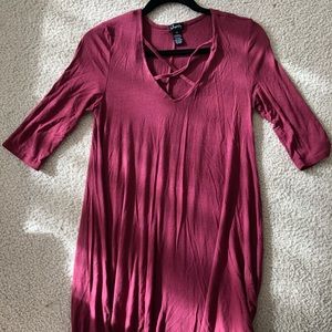 Never before work Jersey material maroon dress
